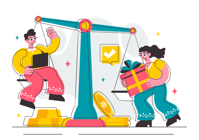 People comparing price economy  Illustration