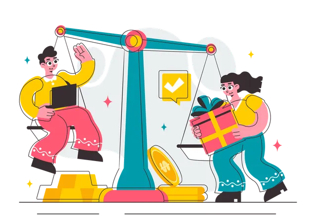 People comparing price economy  Illustration