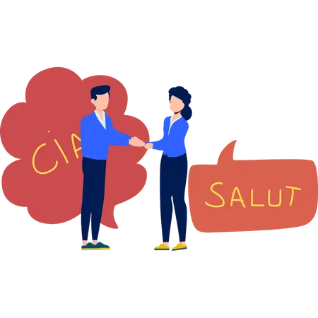 A Boy And A Girl Are Shaking Their Hands Illustration