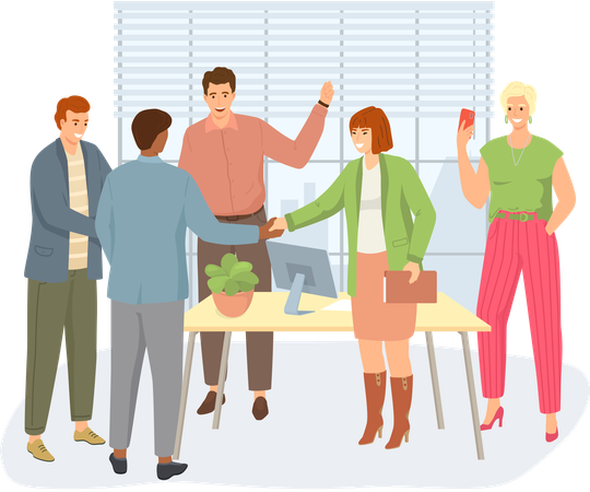 People congratulating woman on her success  Illustration