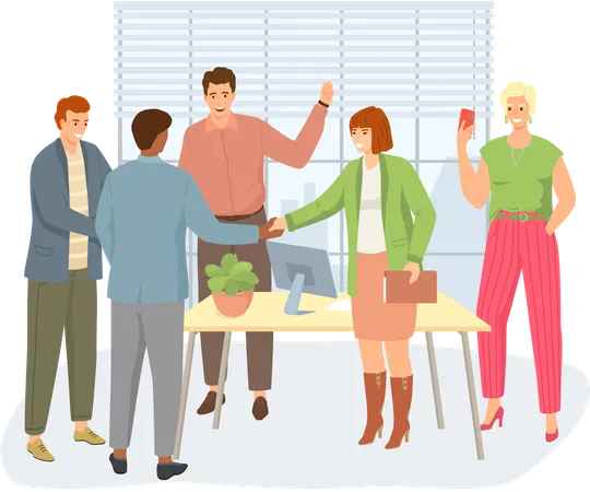 People congratulating woman on her success  Illustration