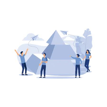 People connect the elements of the pyramid  Illustration