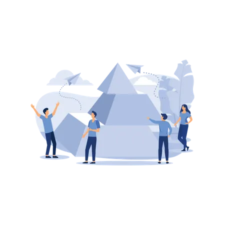 People connect the elements of the pyramid Illustration