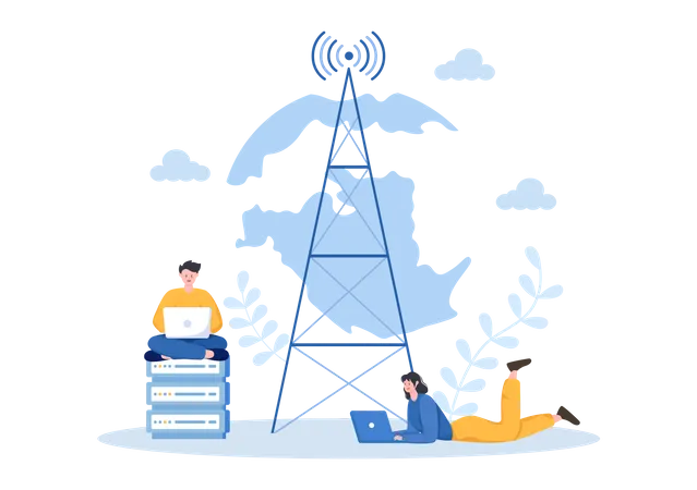 People connected over internet network Illustration