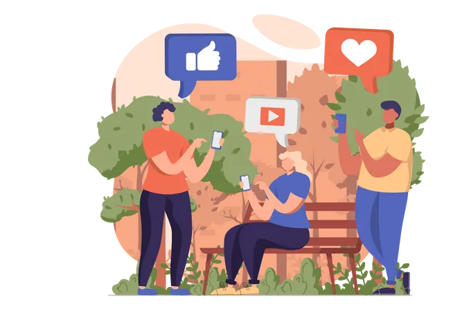 People connected over social media network  Illustration