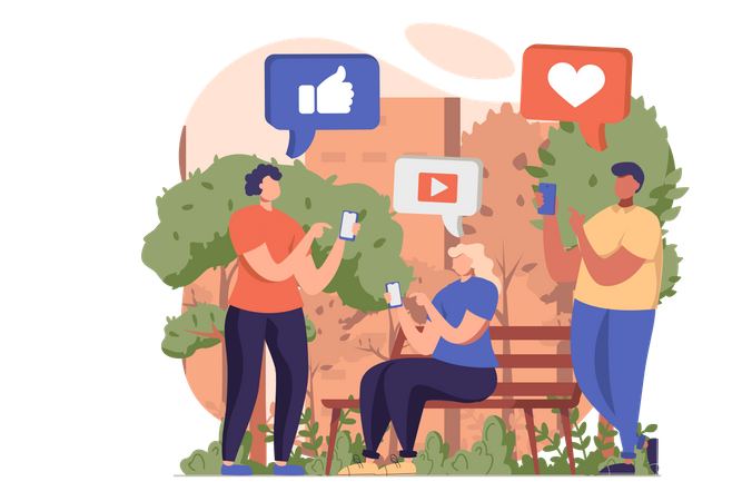 People connected over social media network  Illustration