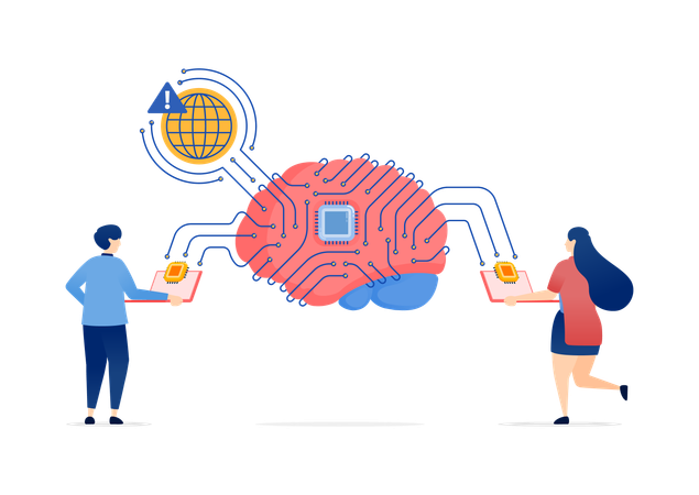 People Connected to Internet Network Driven by Advanced AI  Illustration