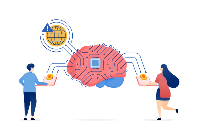 People Connected to Internet Network Driven by Advanced AI  Illustration