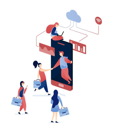 People connecting and referring each other to find their dream careers and jobs  Illustration