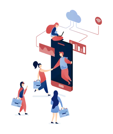 People connecting and referring each other to find their dream careers and jobs  Illustration