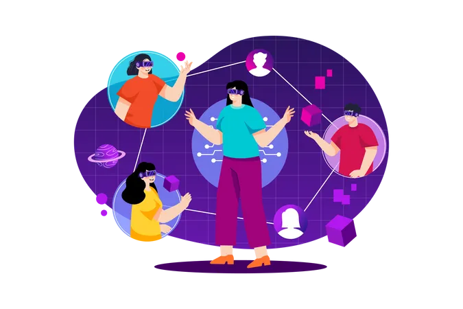 People connecting in the metaverse  Illustration