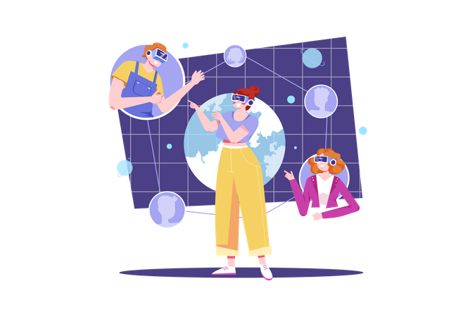 People connecting in the metaverse  Illustration