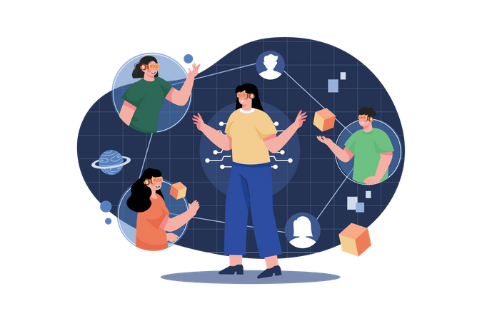 People connecting in the metaverse  Illustration