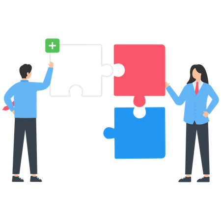 People connecting puzzle pieces  Illustration