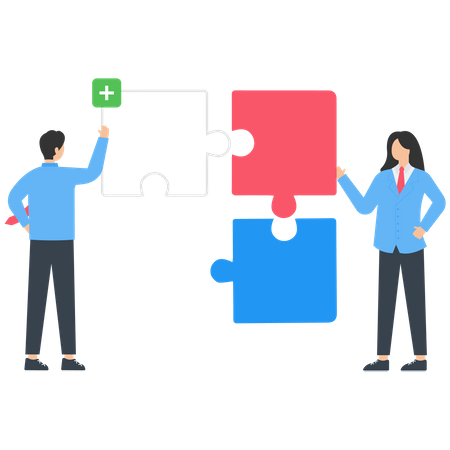 People connecting puzzle pieces  Illustration