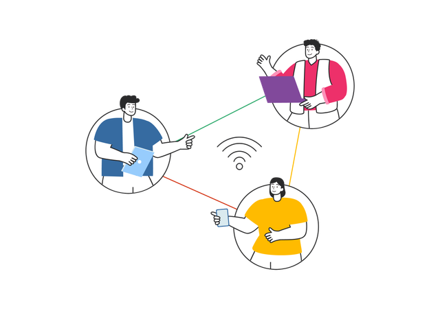 People connecting using intranet technology  Illustration