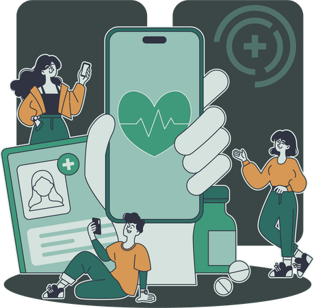 People consulting online doctor from mobile  Illustration