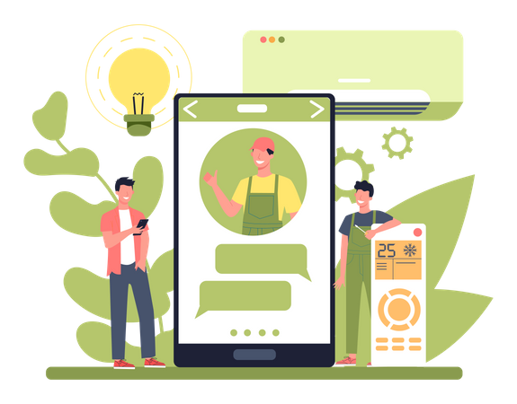 People contact to ac technician  Illustration