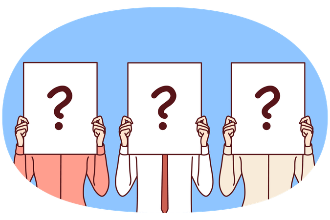People cover faces with paper with question mark for recruitment business concept  Illustration