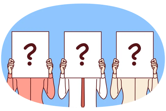 People cover faces with paper with question mark for recruitment business concept  Illustration