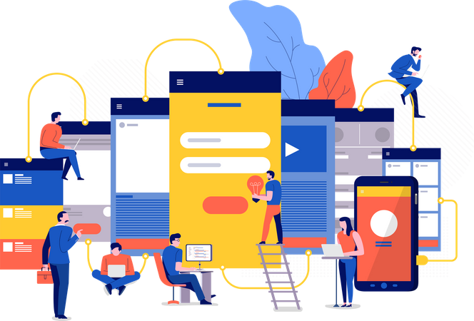 People Create Wireframe UXUI  Illustration