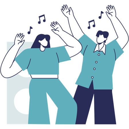 People Dance Together  Illustration