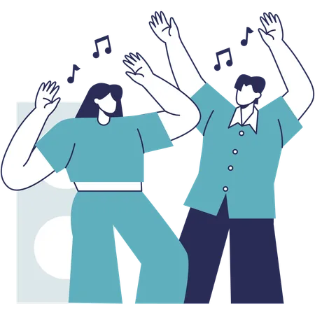 People Dance Together  Illustration