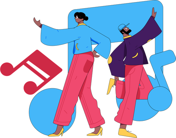 People dances on party songs  Illustration