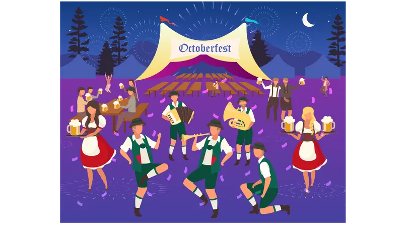 People dancing and celebrating festival Illustration