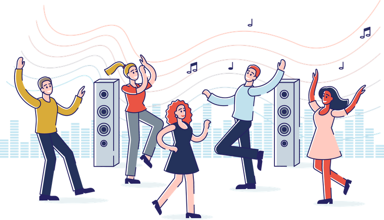 People dancing and enjoying music Illustration