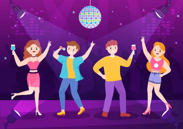 People Dancing At Bar  Illustration