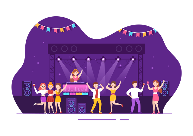 People Dancing At Bar  Illustration