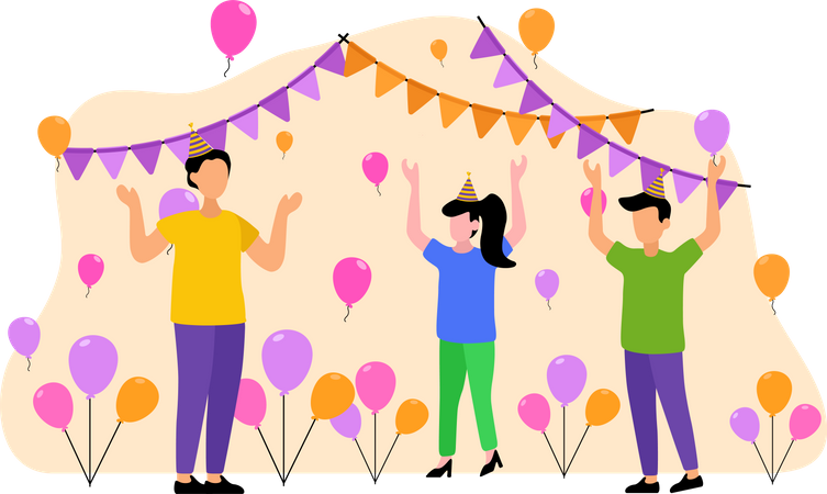 People dancing at birthday party Illustration