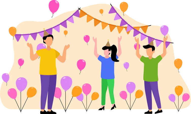 People dancing at birthday party Illustration