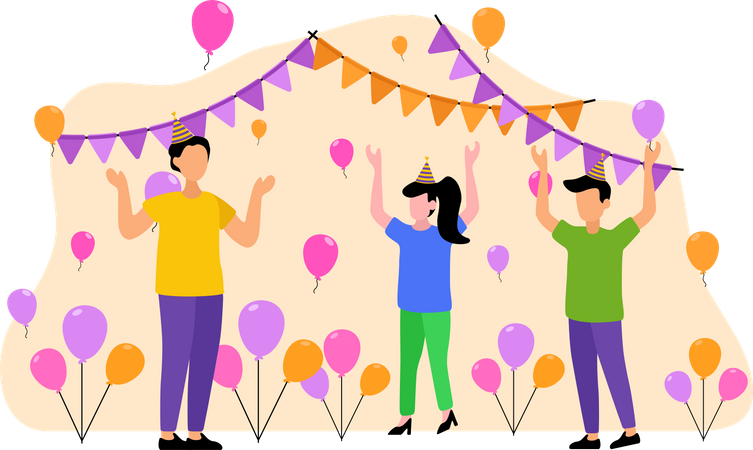 People dancing at birthday party  Illustration