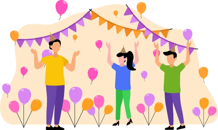 People dancing at birthday party  Illustration