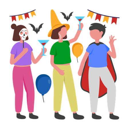 People dancing at Halloween Party  Illustration