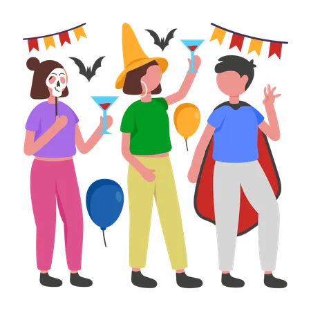 People dancing at Halloween Party  Illustration
