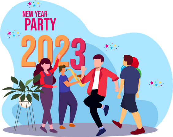 People Dancing In New Year Party  Illustration