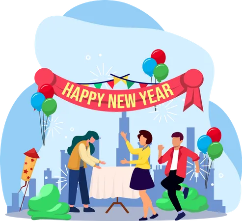 People Dancing In New Year Party  Illustration