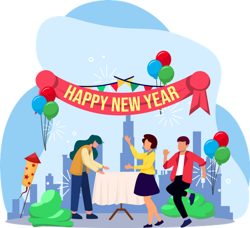 People Dancing In New Year Party  Illustration