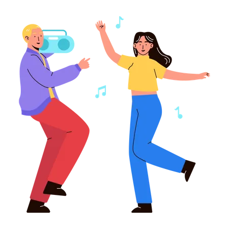 People Dancing in Party Illustration