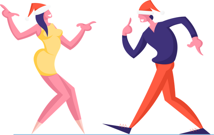 People Dancing on Christmas Celebration Event Illustration