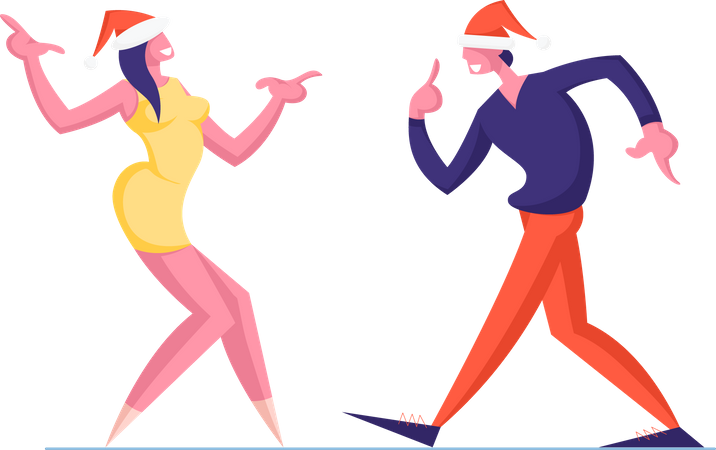 People Dancing on Christmas Celebration Event  Illustration