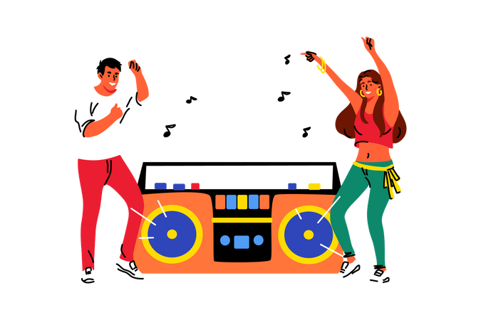 People dancing on music  Illustration
