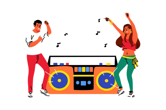 People dancing on music  Illustration
