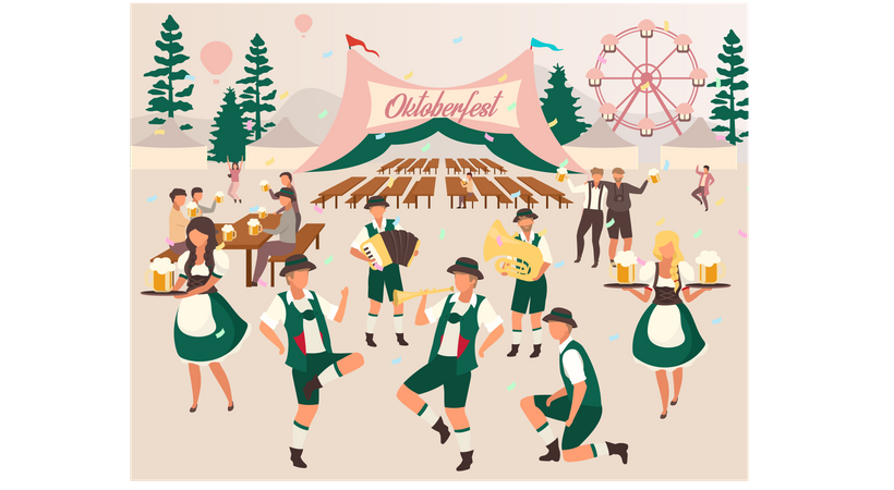 People dancing on music at festival  Illustration