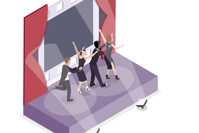 People dancing on stage  Illustration