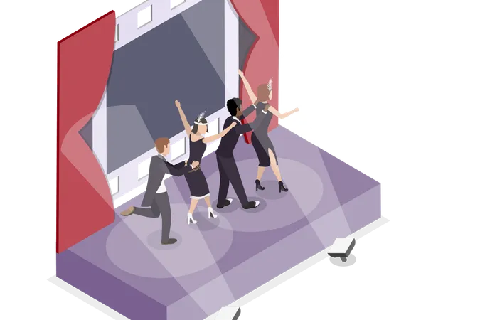 People dancing on stage  Illustration