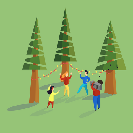 People dancing together in the park Illustration